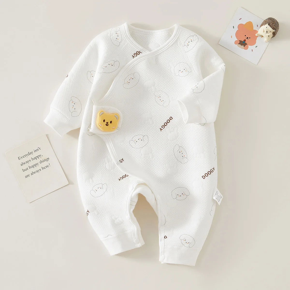 PureBabe Spring Autumn 0-6 Months Baby Rompers 100% cotton Newborn baby girls boys Clothes of Long Seeve Infant Clothing