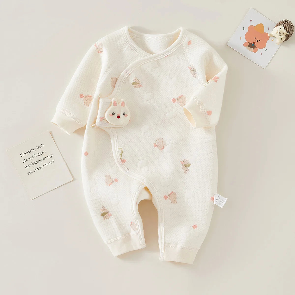PureBabe Spring Autumn 0-6 Months Baby Rompers 100% cotton Newborn baby girls boys Clothes of Long Seeve Infant Clothing