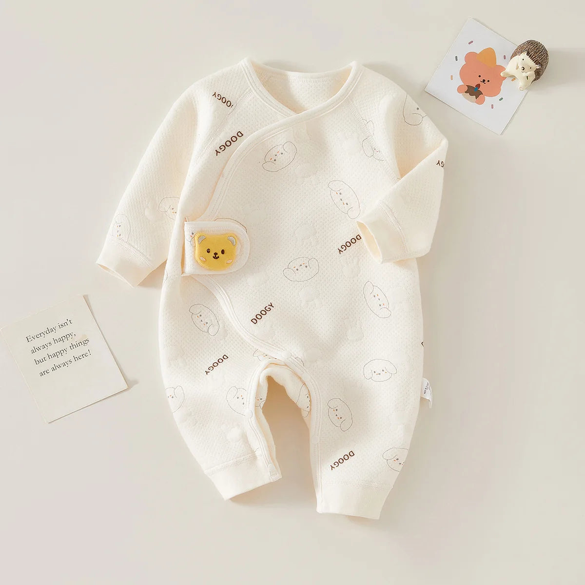 PureBabe Spring Autumn 0-6 Months Baby Rompers 100% cotton Newborn baby girls boys Clothes of Long Seeve Infant Clothing