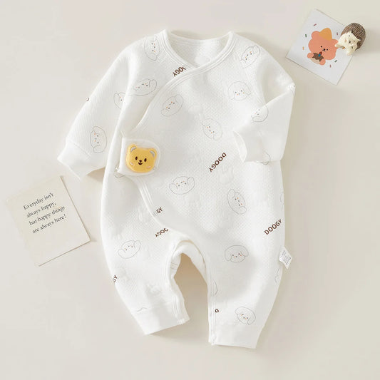 PureBabe Spring Autumn 0-6 Months Baby Rompers 100% cotton Newborn baby girls boys Clothes of Long Seeve Infant Clothing