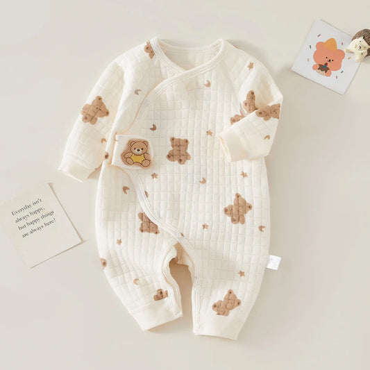 PureBabe Spring Autumn 0-6 Months Baby Rompers 100% cotton Newborn baby girls boys Clothes of Long Seeve Infant Clothing