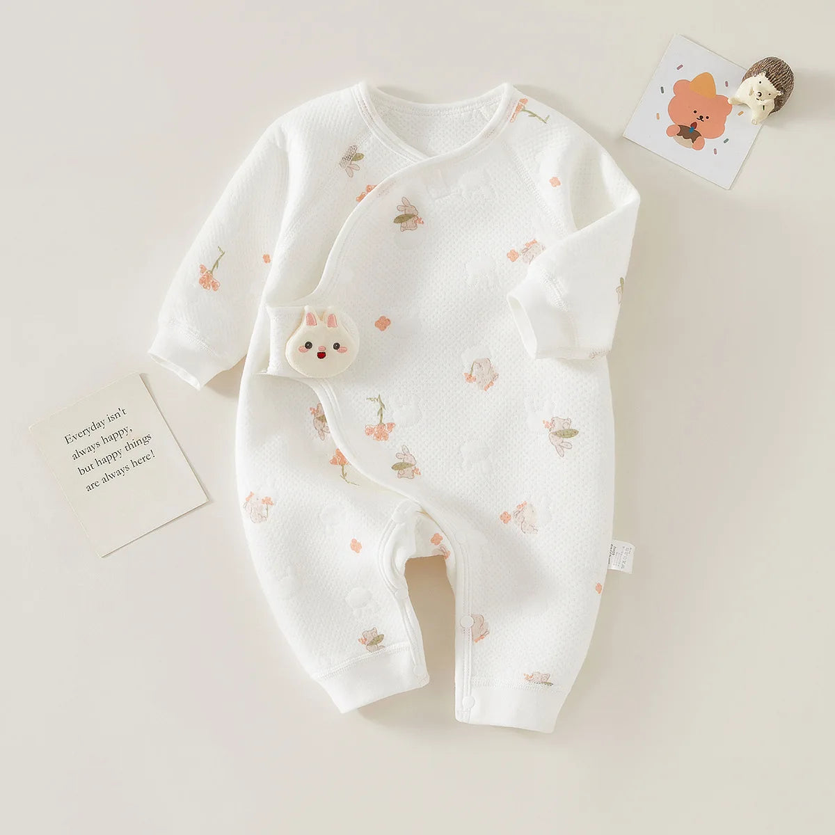 PureBabe Spring Autumn 0-6 Months Baby Rompers 100% cotton Newborn baby girls boys Clothes of Long Seeve Infant Clothing
